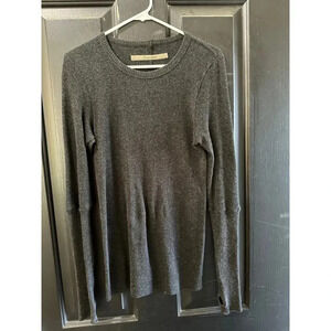Enza Costa charcoal Crew Neck Knit Pullover Sweater Size Large cashmere